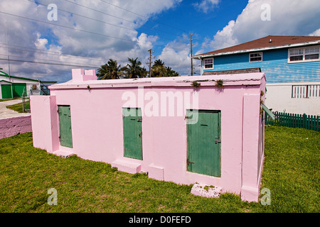 Old Jail in the village of New Plymouth, Green Turtle Cay, Bahamas. Stock Photo