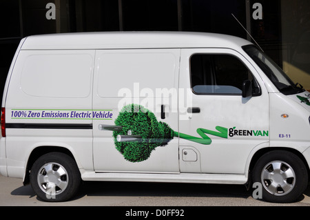 Green Van --100 percent zero emissions electric vehicle. EV. From North America. EV. Stock Photo