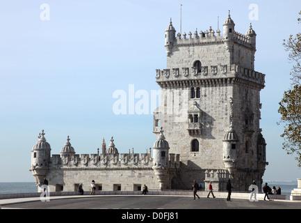 Torre de Belem, 16th century fort by architect Francisco Arruda, Lisbon, Portugal Stock Photo