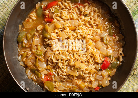 Masala Instant Noodles, modern Indian Cooking Stock Photo