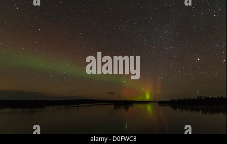 Northern light or Aurora Borealis Nellim near Inari Lake Lapland Finland Stock Photo