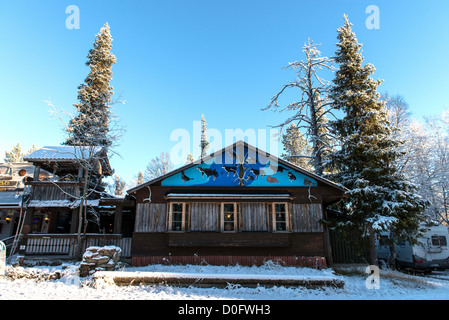 Gold panning centre in Tankavaara gold area Inari Lapland Finland Scandinavia Stock Photo