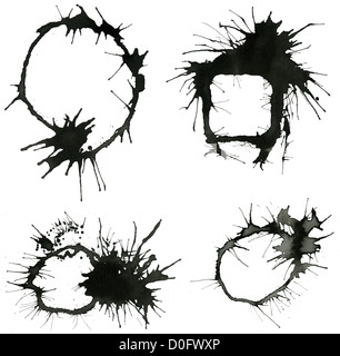 Abstract painted ink design elements. May use as a detailed raster image or easily convert to vector. Stock Photo
