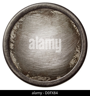 Vintage background. Aged metal texture in a round frame. Stock Photo