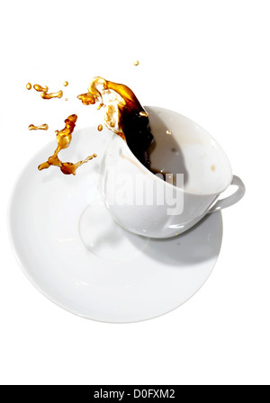 coffee cup spilling Stock Photo