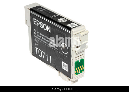 Black Printer Cartridge Isolated on White Background Stock Photo