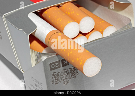 Open Cigarette Packet Stock Photo