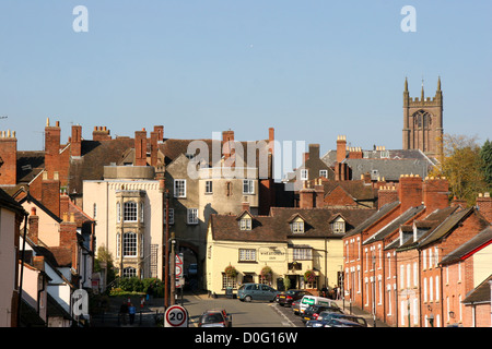 Lower Broad Street and Broad Gate Ludlow Shropshire England UK Stock Photo