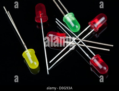 Close up of LEDs on black background Electrical PCB component Stock Photo