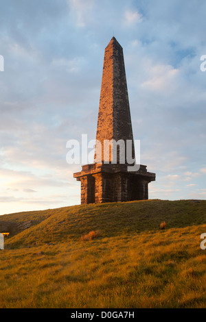 Stoodley Pike monument or folly standing above the town of Todmorden, Calderdale, West Yorkshire, UK Stock Photo