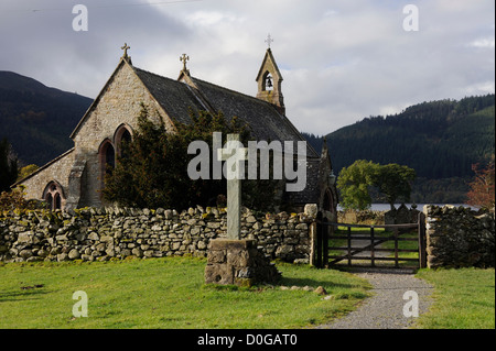 St Begas Church on Bassenthwaite Lake in the Lake District, North West England. Stock Photo
