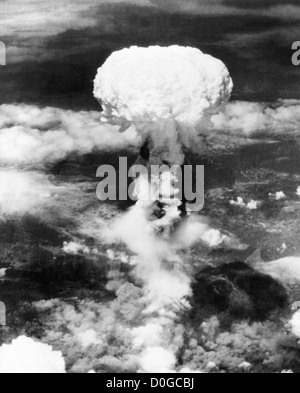 Mushroom cloud over Hiroshima, Japan during World War 2 Stock Photo