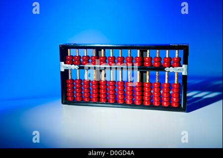 An abacus on table top Stock Photo
