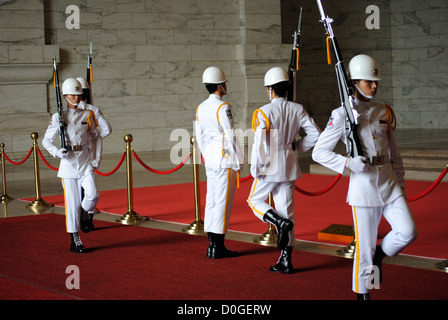 Security guards parade at Chiang Kai-shek Memorial Hall Taipei Taiwan Stock Photo