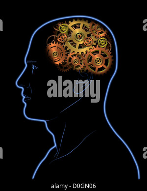 Abstract image - Gears In The Head - Brain - Intelligence - Thinking Stock Photo