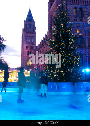 Ice skating rink outside the Natural History Museum, London, UK Stock Photo