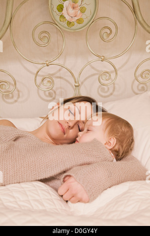 Mother and son sleeping Stock Photo