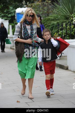 Claudia Schiffer walks her son Caspar to school London, England - 14.09.10 Stock Photo