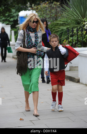 Claudia Schiffer walks her son Caspar to school London, England - 14.09.10 Stock Photo