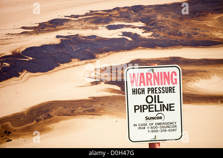 The tailings pond at the Syncrude mine north of Fort McMurray, Alberta, Canada. Stock Photo