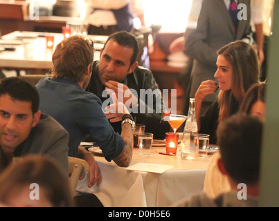 David Beckham having dinner with Iranian-American entrepreneur Sam Nazarian and his new girlfriend at Cleo restaurant in Stock Photo