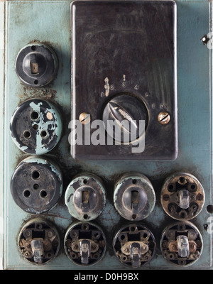 Close-up of old lightswitches and sockets Stock Photo