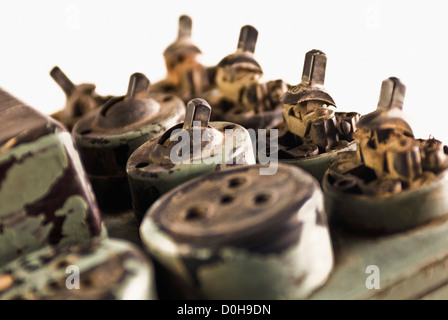 Close-up of old lightswitches and sockets Stock Photo