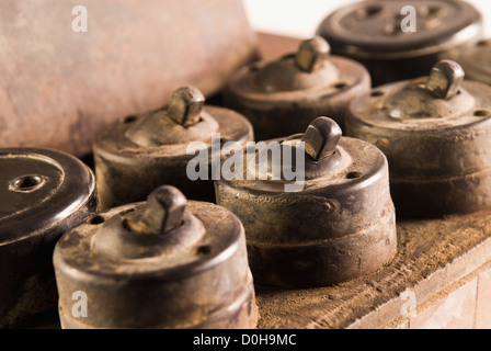 Close-up of old lightswitches and sockets Stock Photo
