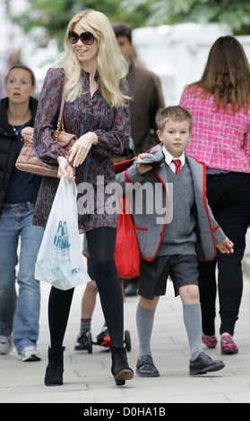 Claudia Schiffer walking her son Caspar to school London, England - 16.09.10 Stock Photo