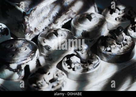 Close-up of old lightswitches and sockets Stock Photo