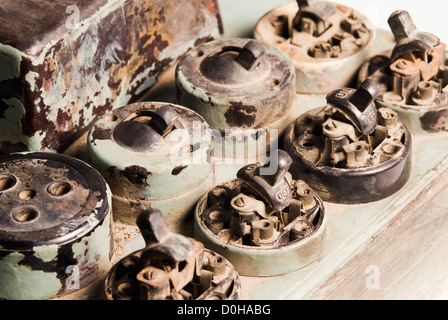 Close-up of old lightswitches and sockets Stock Photo