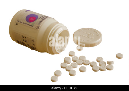 Bottle of Aspirin Tablets Stock Photo