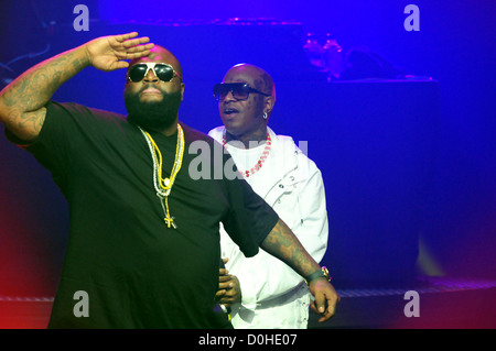 Bryan 'Birdman' Williams and Rick Ross preforms with Drake at the 2nd day performance during the Drake Dream and Nightmares Stock Photo