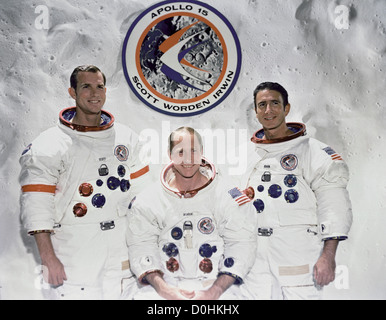 The prime crew of the Apollo 15 lunar landing mission. They are from left to right: Commander, David R. Scott, Command Module pi Stock Photo