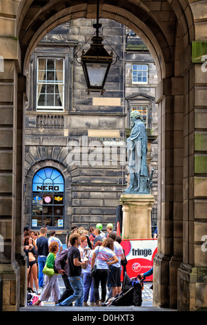 Royal Mile, Edinburgh, Scotland with the statue of Adam Smith