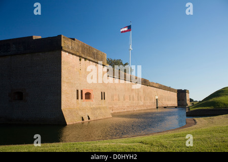 Fort Pulaski National Monument is a Civil War era fort built on Cockspur Island to protect the river approaches to Savannah. Stock Photo