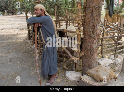 Portrait of Palestinian shepherd with traditional clothing in Nazareth Village, Stock Photo