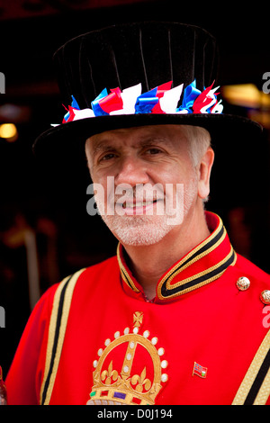 A man dressed in a Beefeater costume in London. Stock Photo