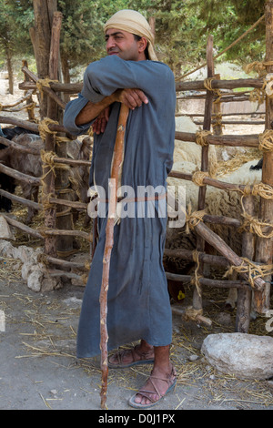 Portrait of Palestinian shepherd with traditional clothing in Nazareth Village, Stock Photo