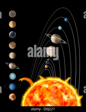 Digital Illustration of the Sun and Nine Planets of Our Solar System ...