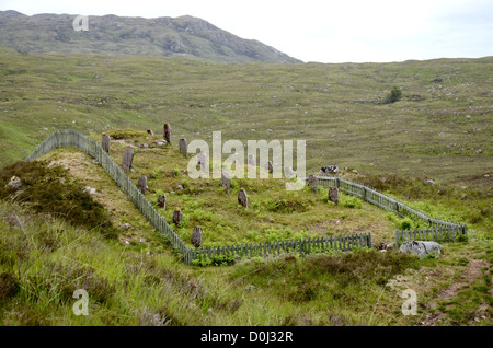 The graves of navvies who died during the construction in the early 1900s of the Blackwater Reservoir near Kinlochleven in the Scottish Highlands. Stock Photo