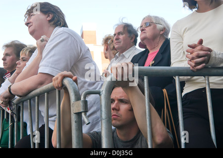 New York NY 11 September 2003 - New Yorkers gather at Ground Zero on the Second Anniversary of the World Trade Center attack. Stock Photo