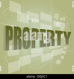 words property on digital screen, security concept Stock Photo