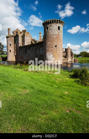 A view toward Caerlaverock Castle. Stock Photo