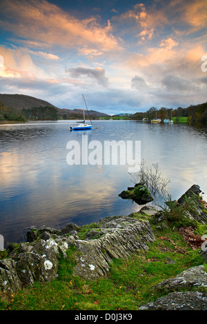 Late afternoon at the southern tip of Coniston Water. Stock Photo
