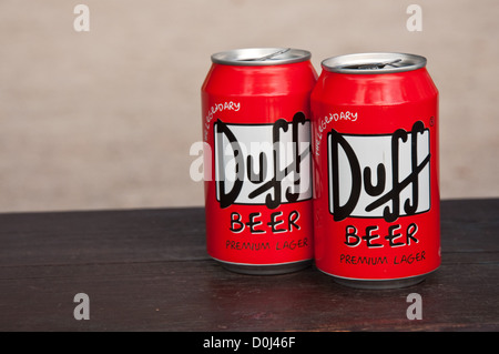 Two cans of famous Duff beer Stock Photo