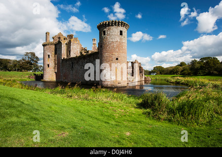 A view toward Caerlaverock Castle. Stock Photo