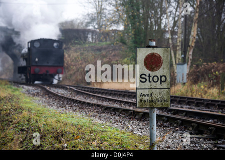 Restored Steam train  on the Peak Rail line that runs between Rowsley and Matlock in the Peak District Derbyshire England UK Stock Photo