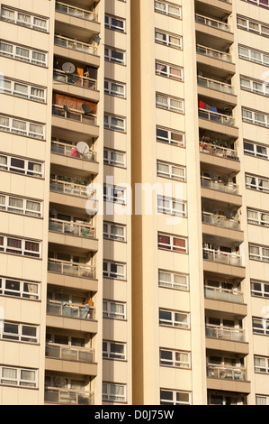 Apartments in a tower block on the Ivybridge Estate in west London, (Hounslow) England, UK. Stock Photo