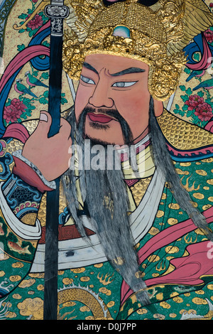 A detail on the painted doorway to the Han Jiang temple in Georgetown, Penang, Malaysia Stock Photo